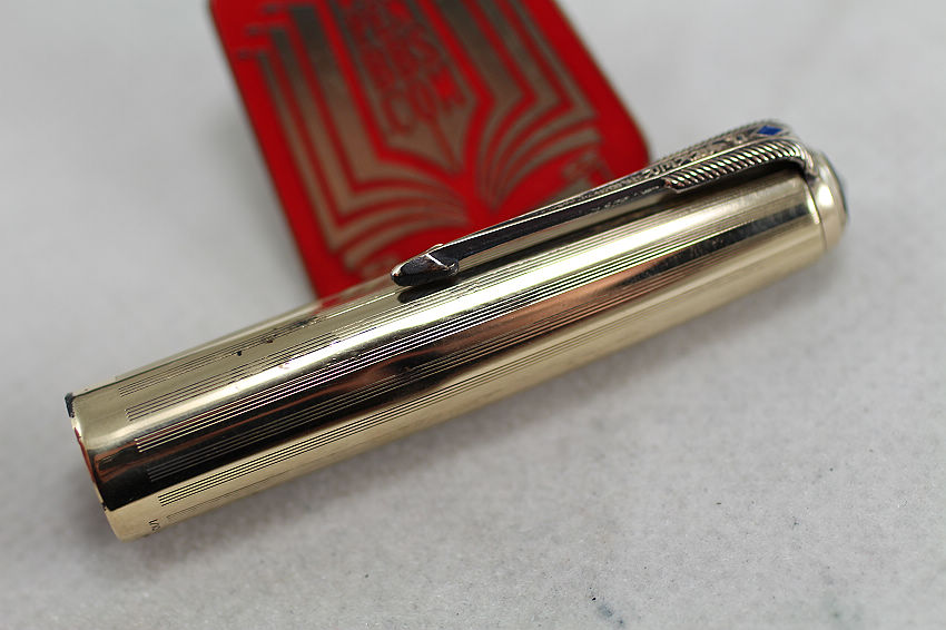 [long37仓库]第5957号派克51 1/10 16k包金四条纹套蓝黑色钢笔